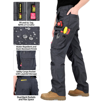 6OZ Lightweight Rip stop FR Stretch Cargo Reinforced Work Carpenter Pants-8528