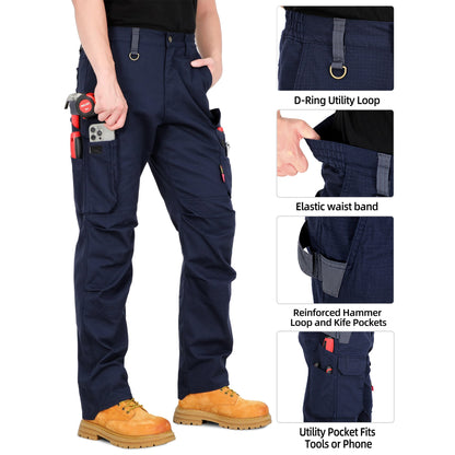 6OZ Lightweight Rip stop FR Stretch Cargo Reinforced Work Carpenter Pants-8528