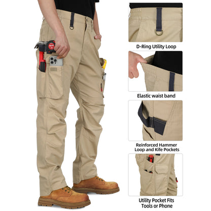 6OZ Lightweight Rip stop FR Stretch Cargo Reinforced Work Carpenter Pants-8528