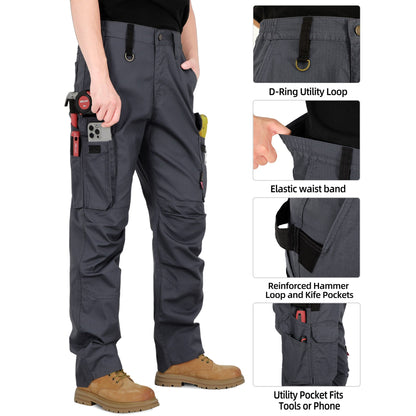6OZ Lightweight Rip stop FR Stretch Cargo Reinforced Work Carpenter Pants-8528