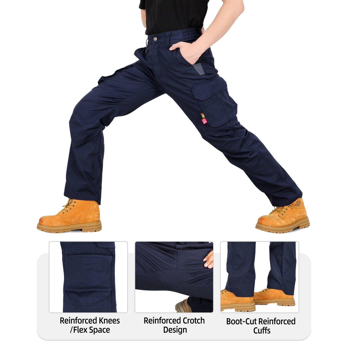 6OZ Lightweight Rip stop FR Stretch Cargo Reinforced Work Carpenter Pants-8528
