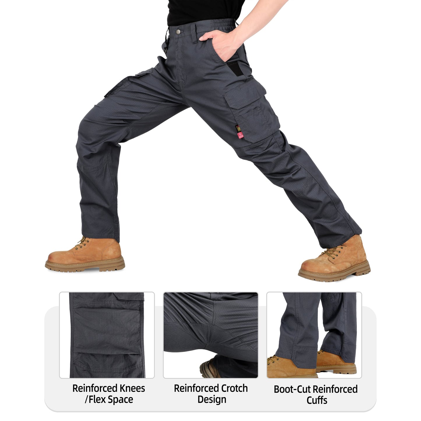 6OZ Lightweight Rip stop FR Stretch Cargo Reinforced Work Carpenter Pants-8528